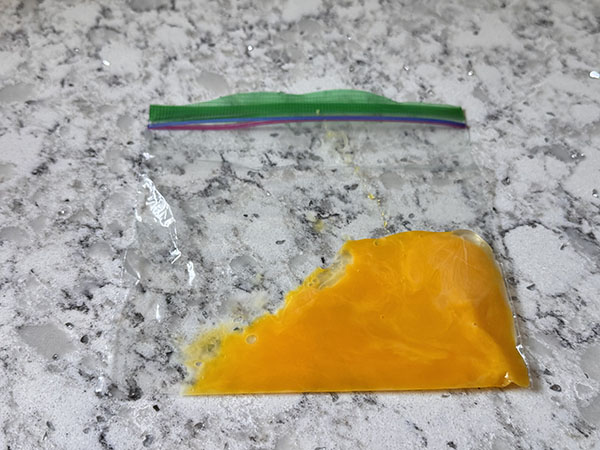 Egg yolks in a ziploc bag.