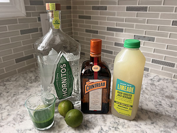 Ingredients for Green Margarita with Limeade.