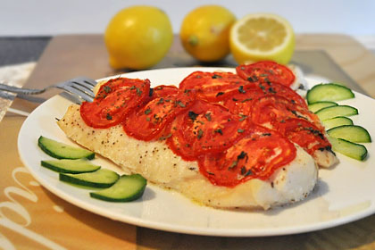 Baked Cod with Tomato and Basil