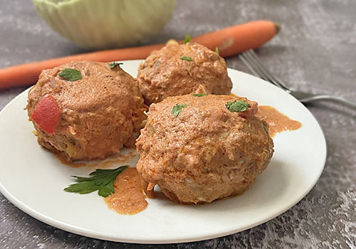 Beef and Veggie Balls in a Creamy Tomato Sauce