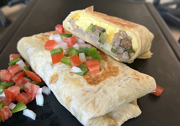 Breakfast Sausage, Egg and Cheese Wrap with Veggies