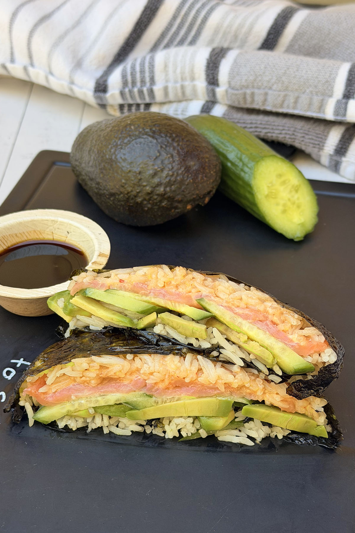 Easy Smoked Salmon Sushi Sandwich with Cucumber and Avocado Easy Smoked Salmon Sushi Sandwich with Cucumber and Avocado