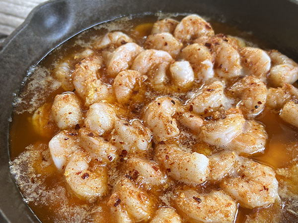 Grilled Garlicky Cast Iron Shrimp