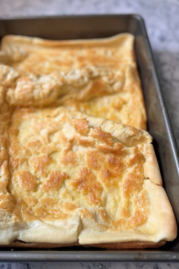 Baked Dutch Baby Pancake straight from the oven.