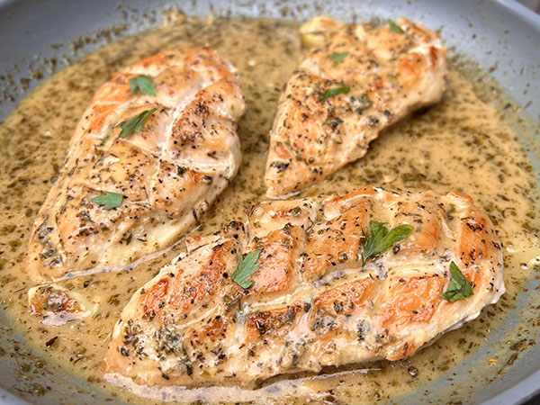 Pan Seared Chicken Breasts with Lemon Mustard Sauce