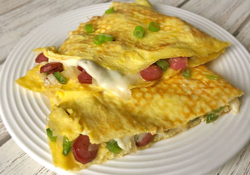 Polish Omelette with Smoked Sausage, Veggies and Cheese
