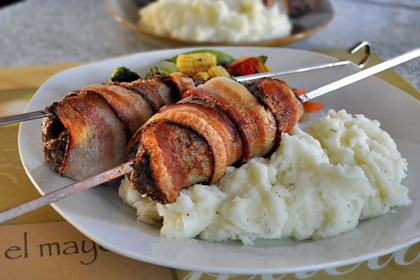 Bacon-wrapped Lula Kebabs