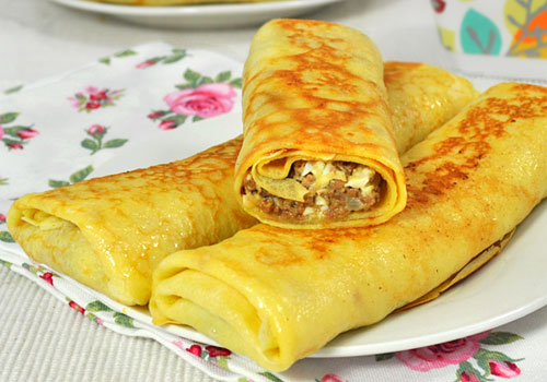 Crepes with Ground Beef Filling