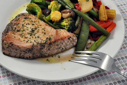 Tuna Steaks with Lemon-Parsley Butter